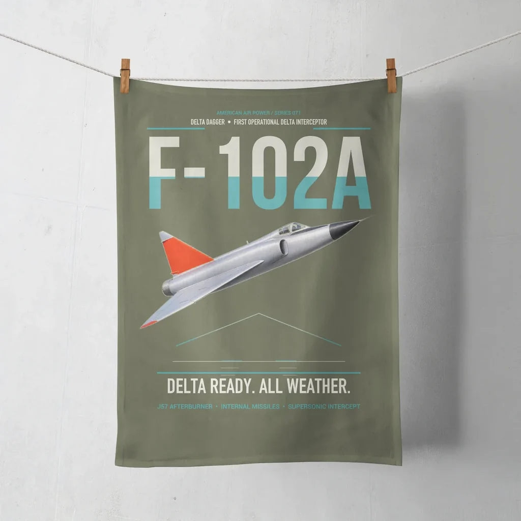 F-102A Delta Dagger design on green army towel