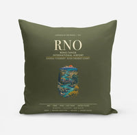 Thumbnail for Reno-Tahoe International Airport (RNO) design on green army pillow