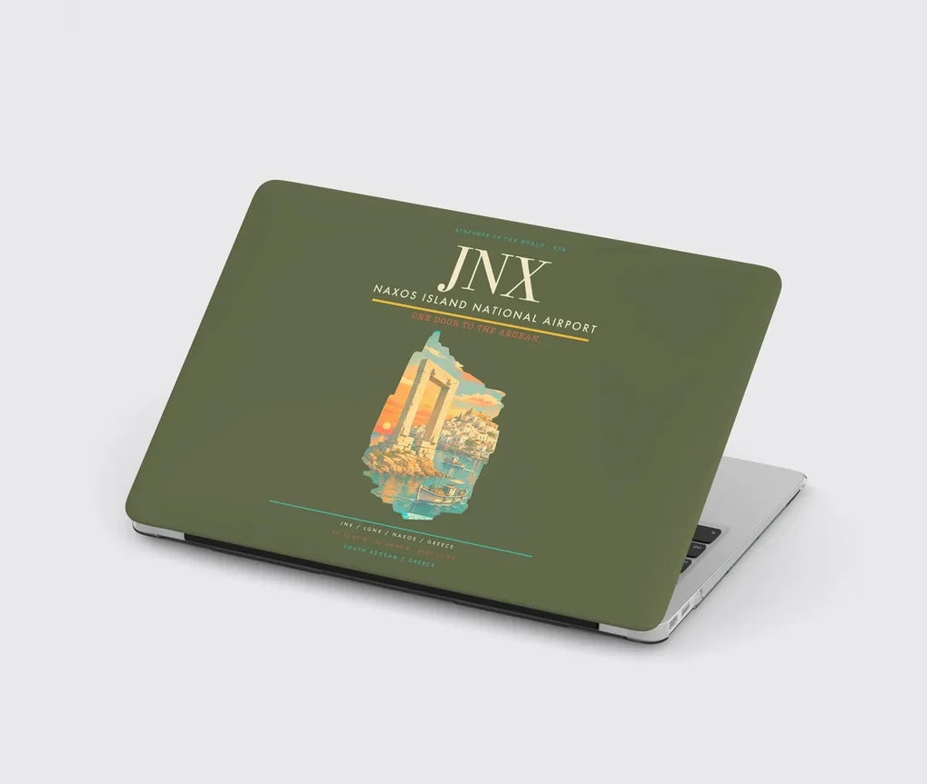 Naxos Island National Airport (JNX) design on green army MacBook case