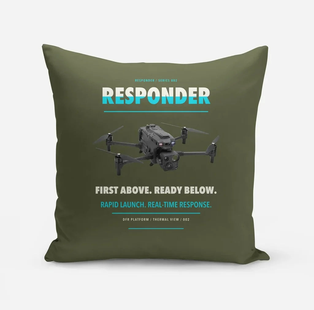 BRINC Responder design on green army pillow