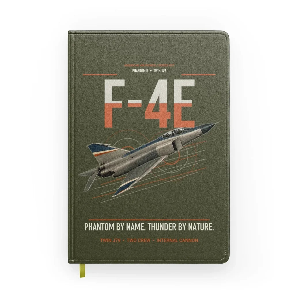 F-4E Phantom II design on green army notebook