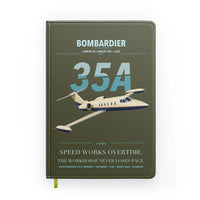 Thumbnail for Bombardier Learjet 35A design on green army notebook