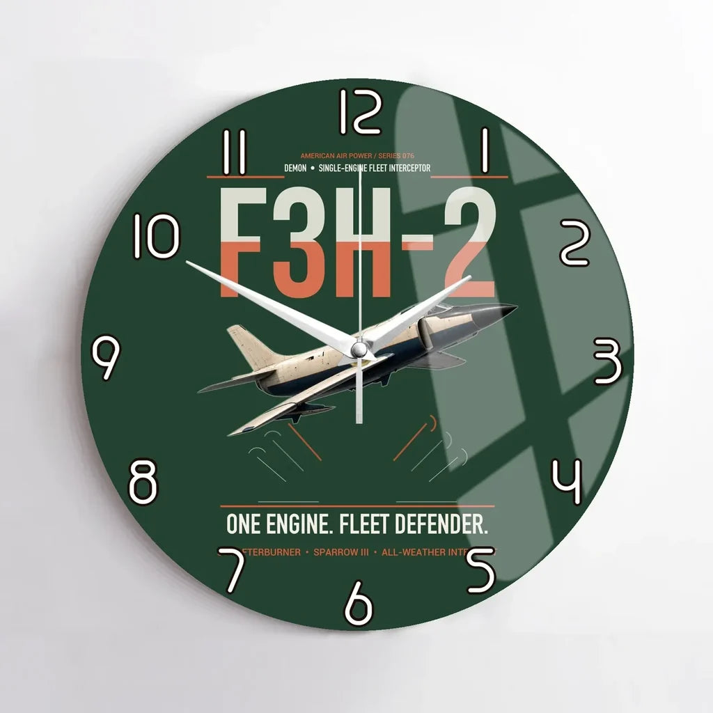 F3H-2 Demon design on dark green no frame wall clock
