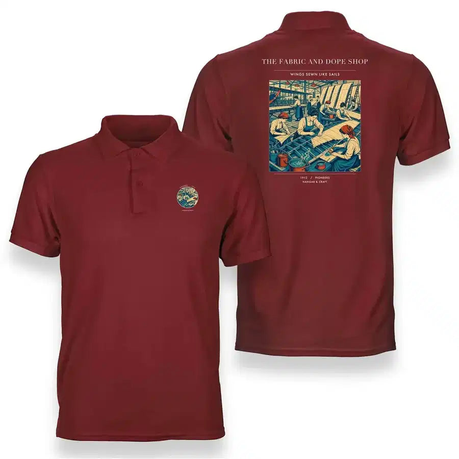 VINTAGE G4168 - The Fabric And Dope Shop - Double-Side Polo T-Shirt design on red