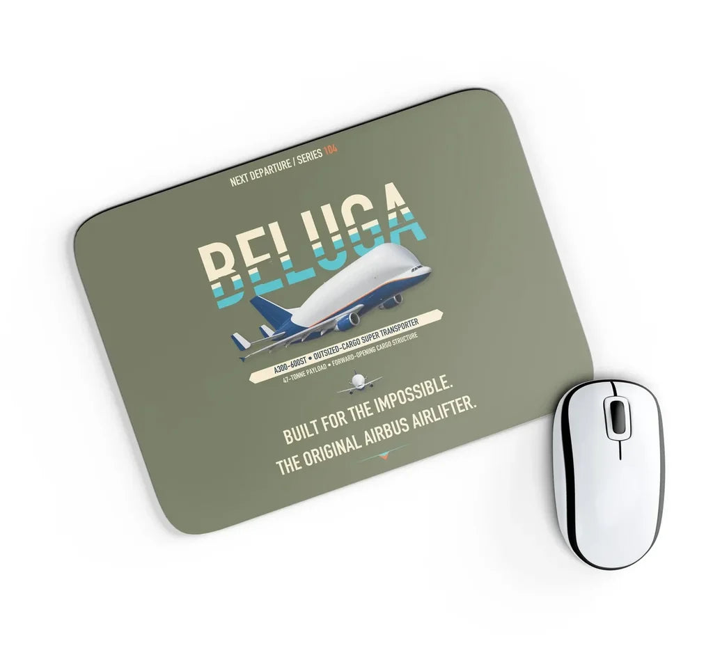 Airbus A300-600ST BelugaST design on green army rectangle mouse pad