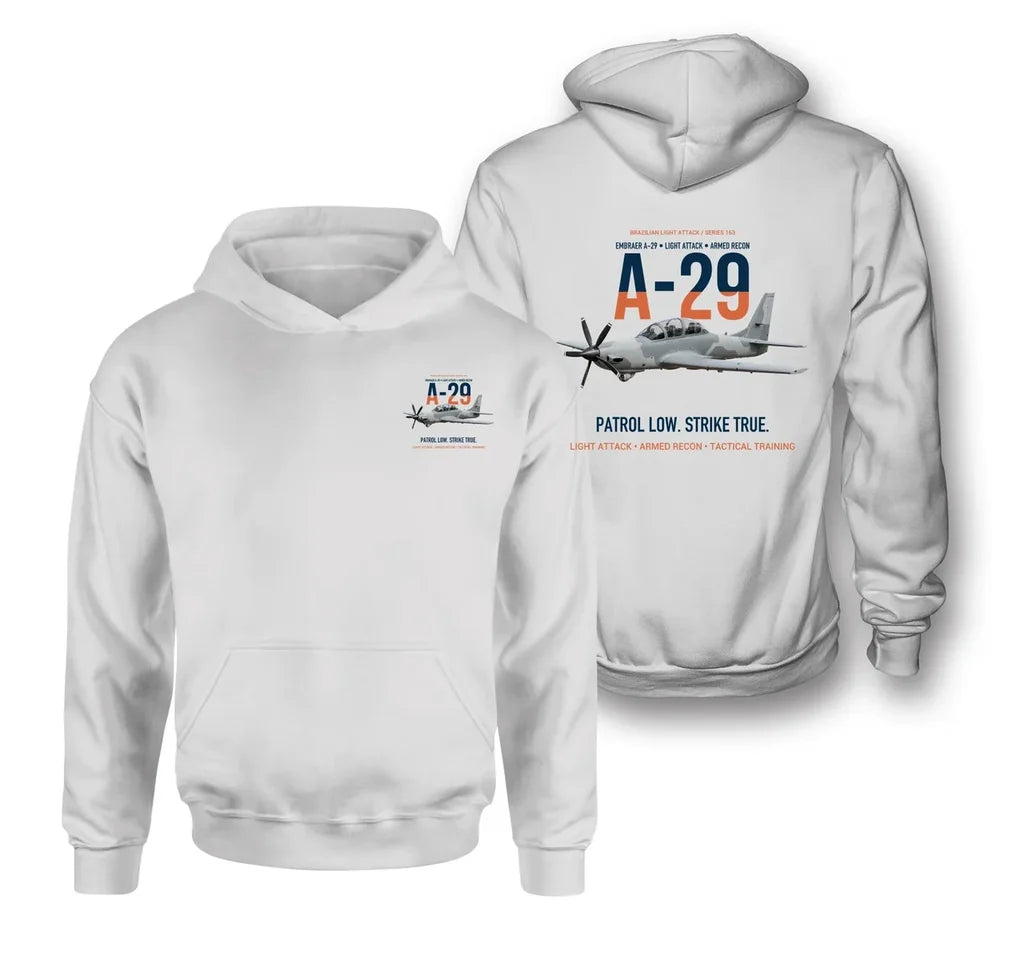A-29 SUPER TUCANO design on white hoodie