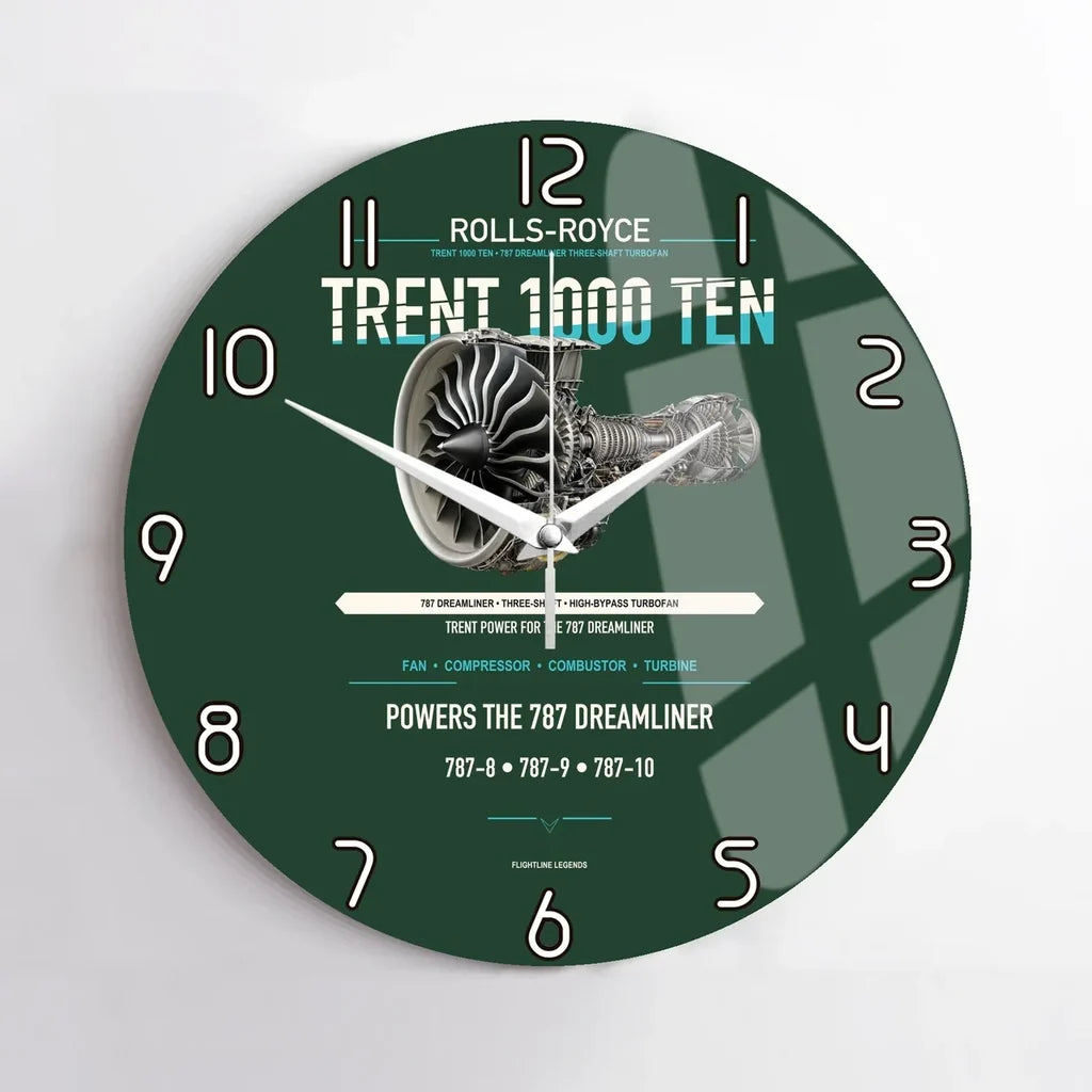 TRENT 1000 TEN design on dark green no frame wall clock