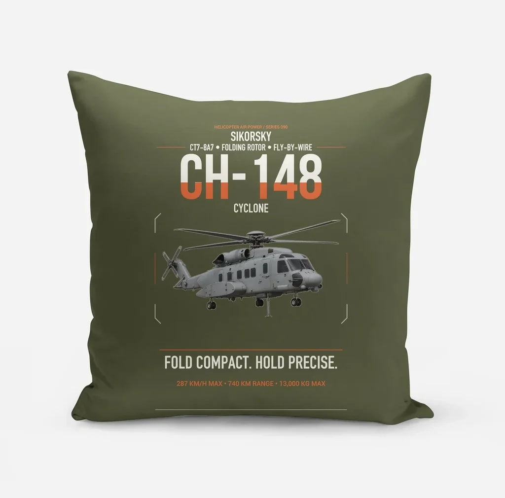 Sikorsky CH-148 Cyclone design on green army pillow