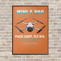 Thumbnail for DJI Mini 5 Pro vertical canvas print - framed - orange background