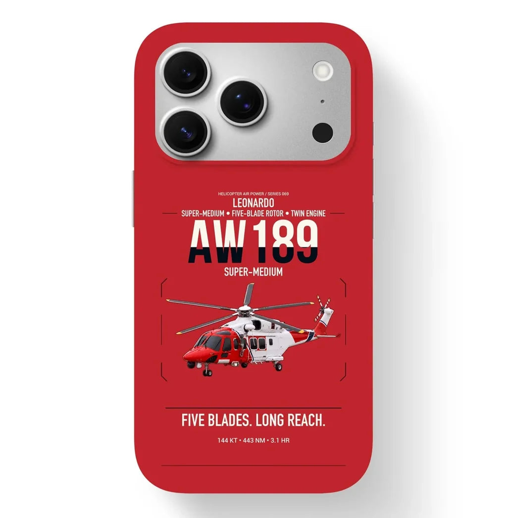 Leonardo AW189 design on red magsafe iphone case, for iPhone 17 Pro