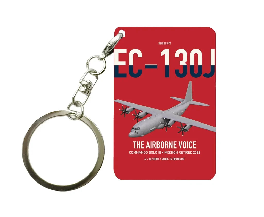 EC-130J Commando Solo III design on red designed key chain, double-side print