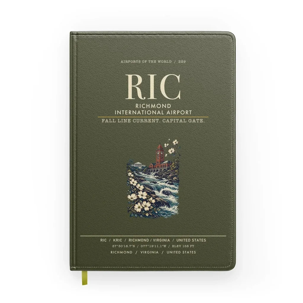 Richmond International Airport (RIC) design on green army notebook