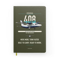 Thumbnail for Cessna 408 SkyCourier design on green army notebook