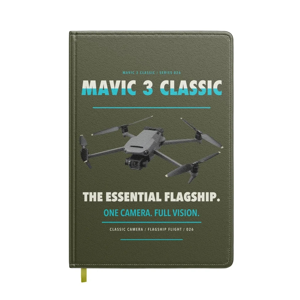 DJI Mavic 3 Classic design on green army notebook