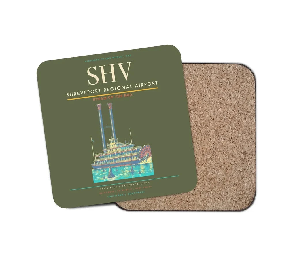 Shreveport Regional Airport (SHV) design on green army 1 piece coaster