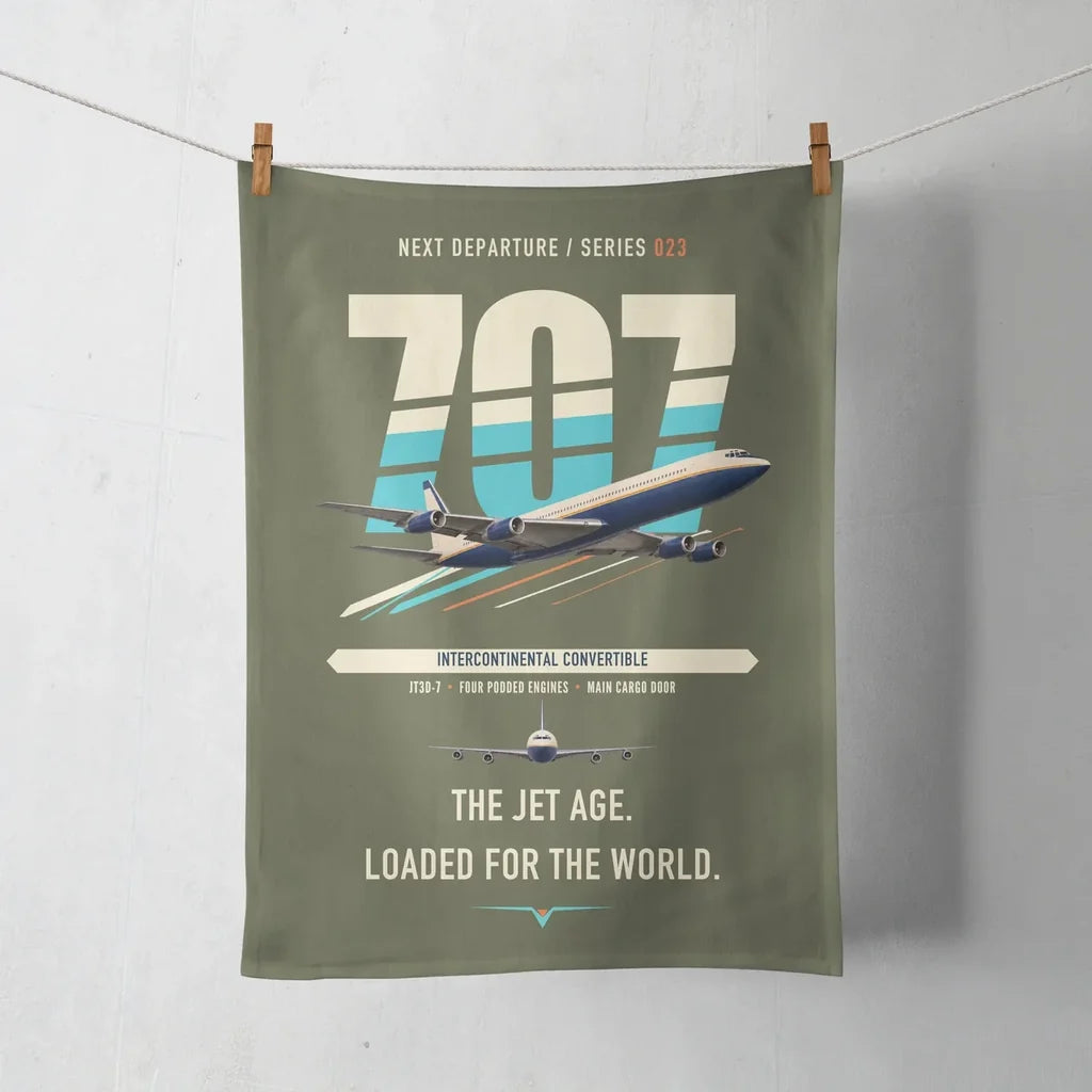 Boeing 707-320C design on green army towel