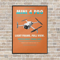 Thumbnail for DJI Mini 4 Pro vertical canvas print - framed - orange background