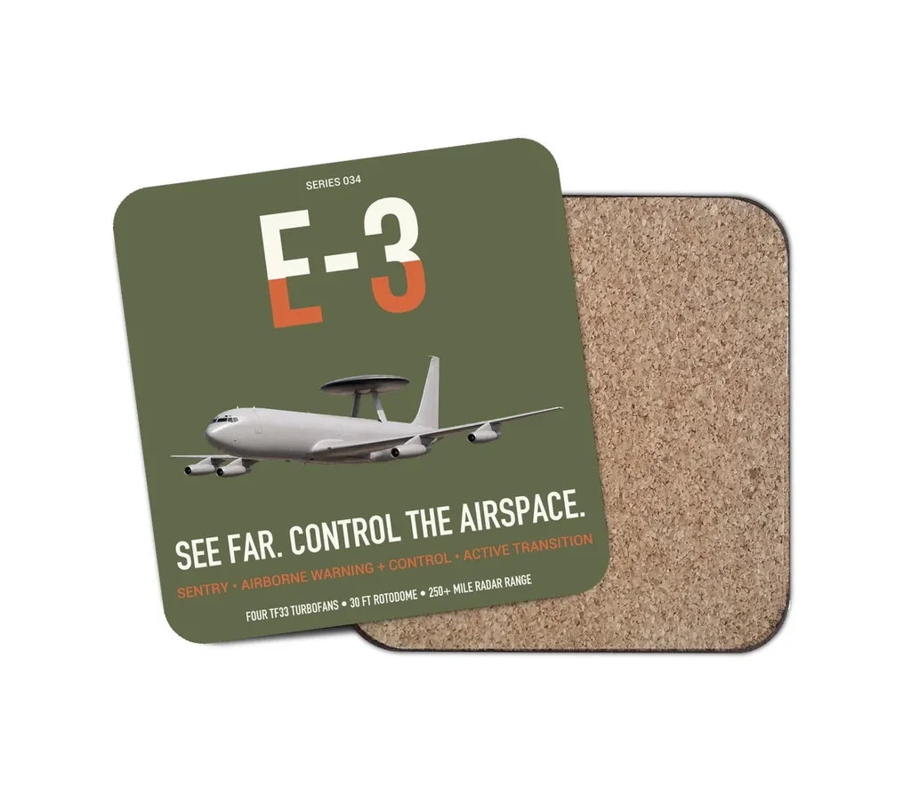 E-3 Sentry AWACS design on green army 1 piece coaster