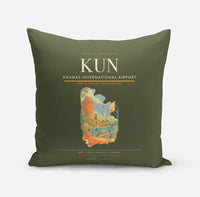 Thumbnail for Kaunas International Airport (KUN) design on green army pillow