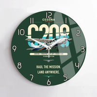 Thumbnail for Cessna 208 Caravan design on dark green no frame wall clock