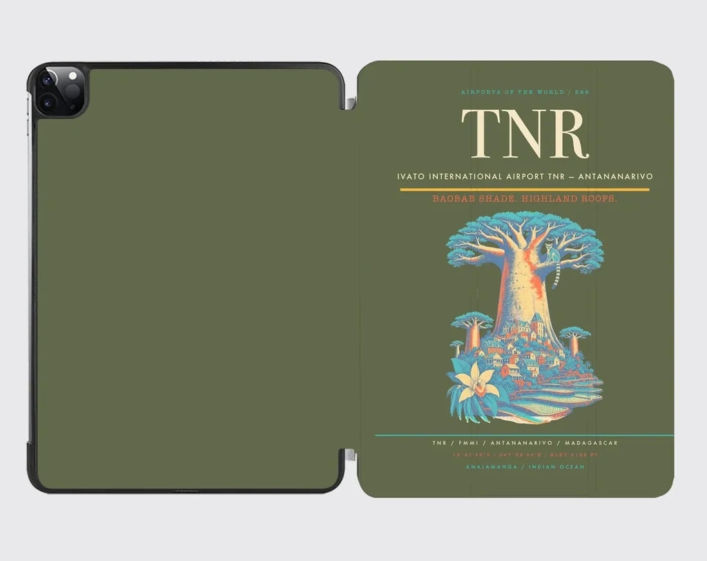 Ivato International Airport (TNR) design on green army ipad tablet case