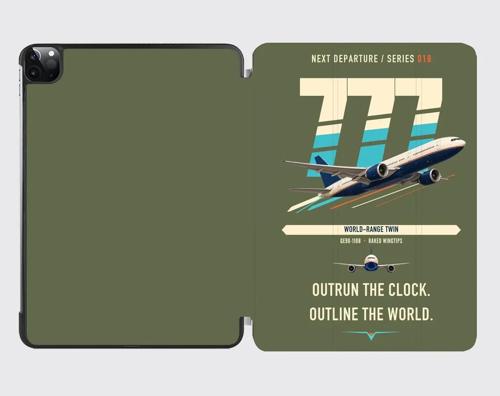 Boeing 777-200LR design on green army ipad tablet case