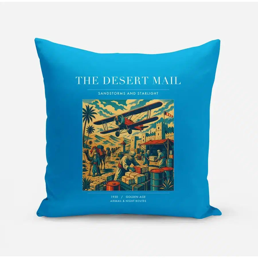 VINTAGE G4020 - The Desert Mail - Designed Pillows design on turquoise