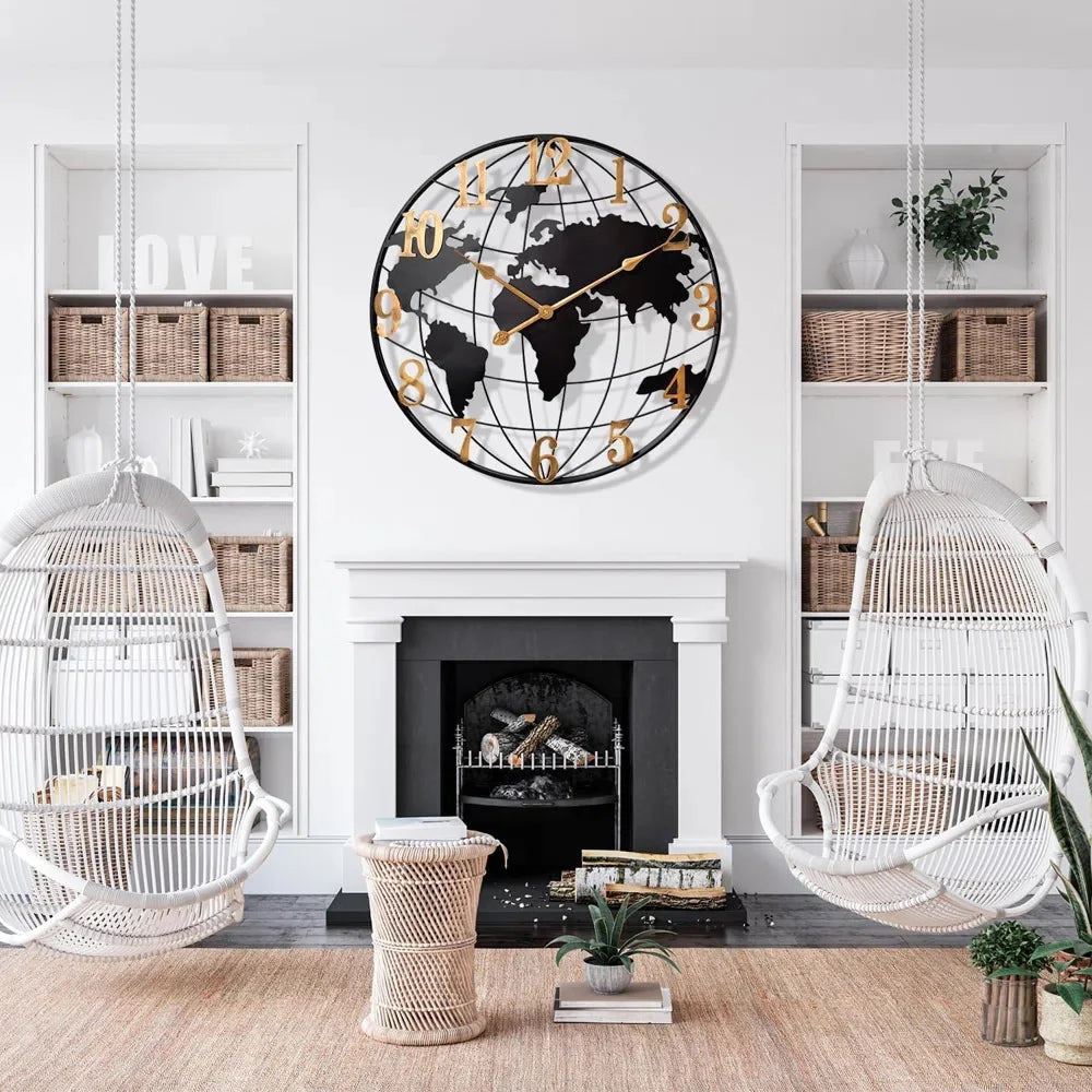 Large Map Metal Minimalist Round Wall Clock - view 18