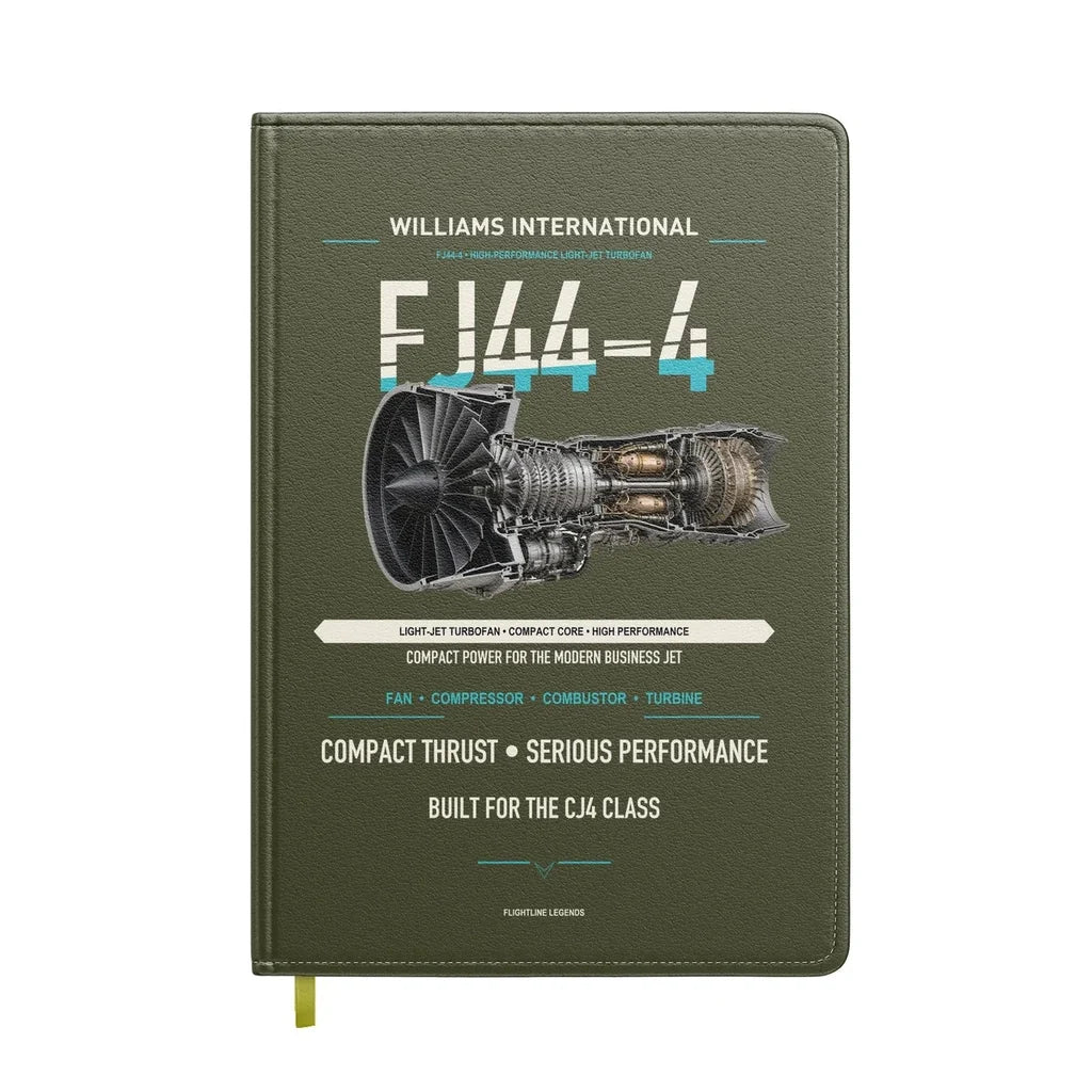 FJ44-4 design on green army notebook