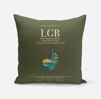 Thumbnail for Long Beach Airport (Daugherty Field) (LGB) design on green army pillow