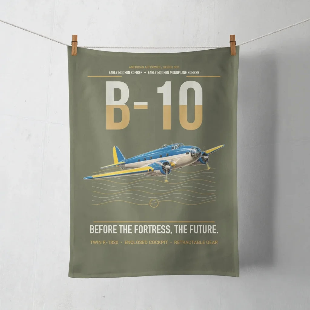 Martin B-10 design on green army towel