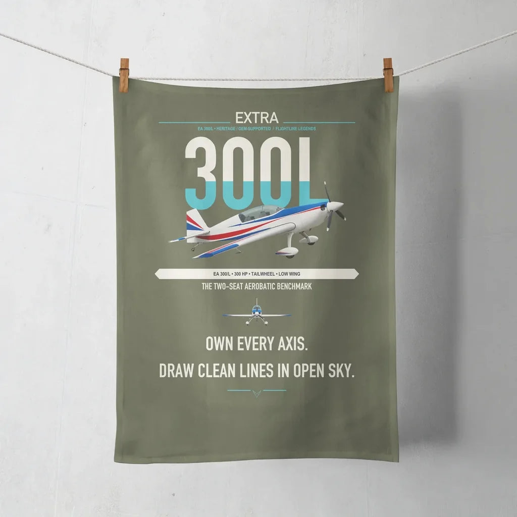 Extra 300L design on green army towel