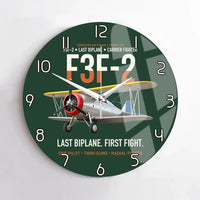 Thumbnail for F3F-2 Last Biplane First Fight design on dark green no frame wall clock