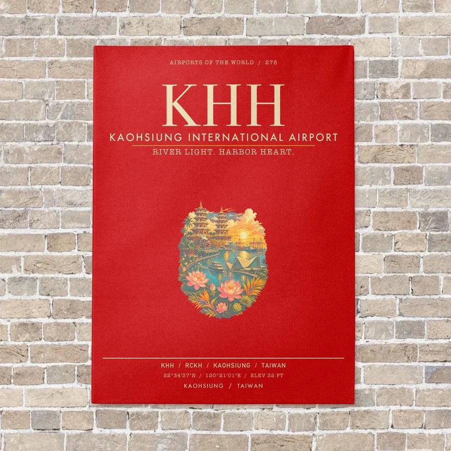 Kaohsiung International Airport KHH - Canvas Framed - Red