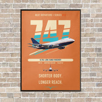 Thumbnail for Boeing 747SP vertical canvas print - framed - orange background