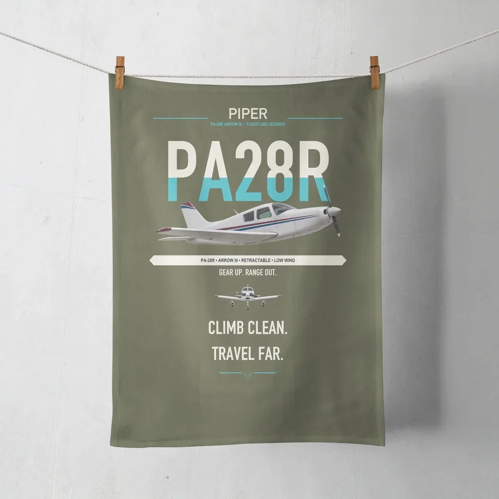 Piper PA-28R Arrow III design on green army towel