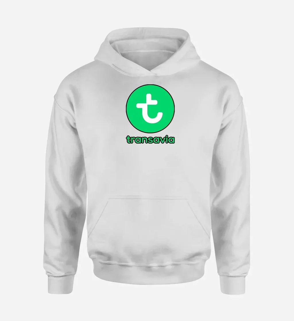 Transavia France Airlines logo printed on white hoodie