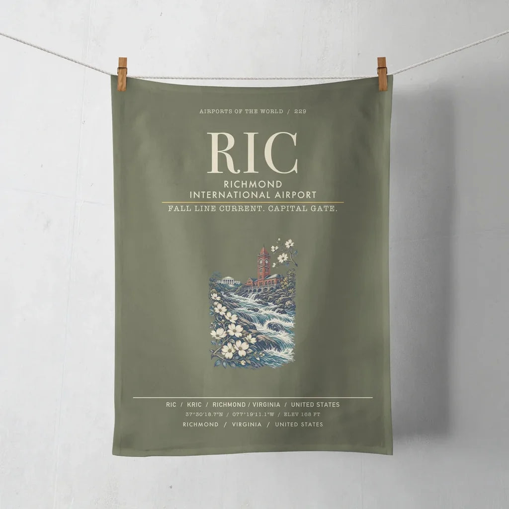 Richmond International Airport (RIC) design on green army towel