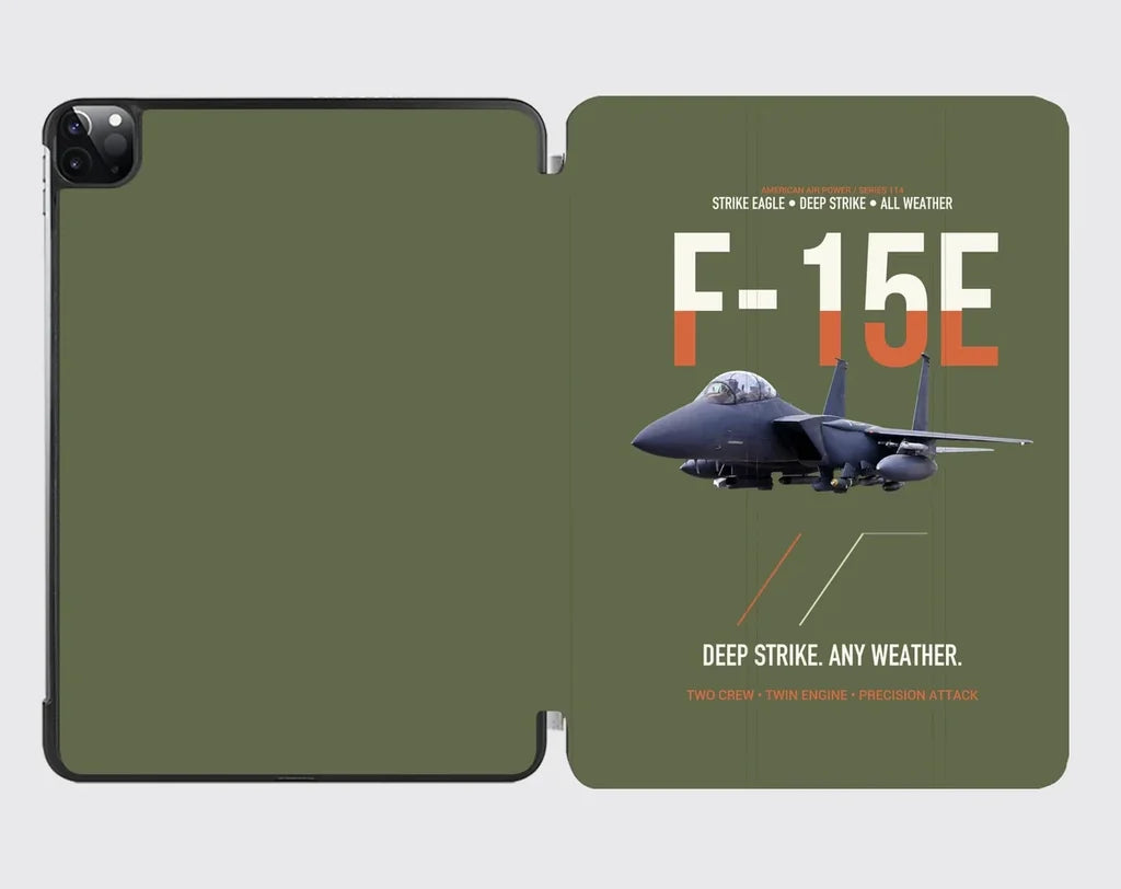 F-15E Strike Eagle Deep Strike Any Weather design on green army ipad tablet case