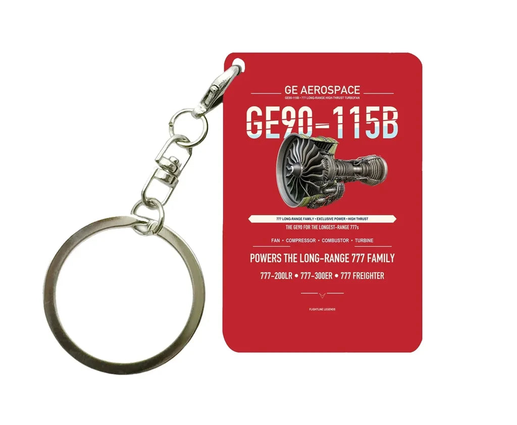 GE90-115B Key Chain design on red key chain