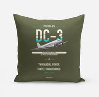 Thumbnail for Douglas DC-3 design on green army pillow