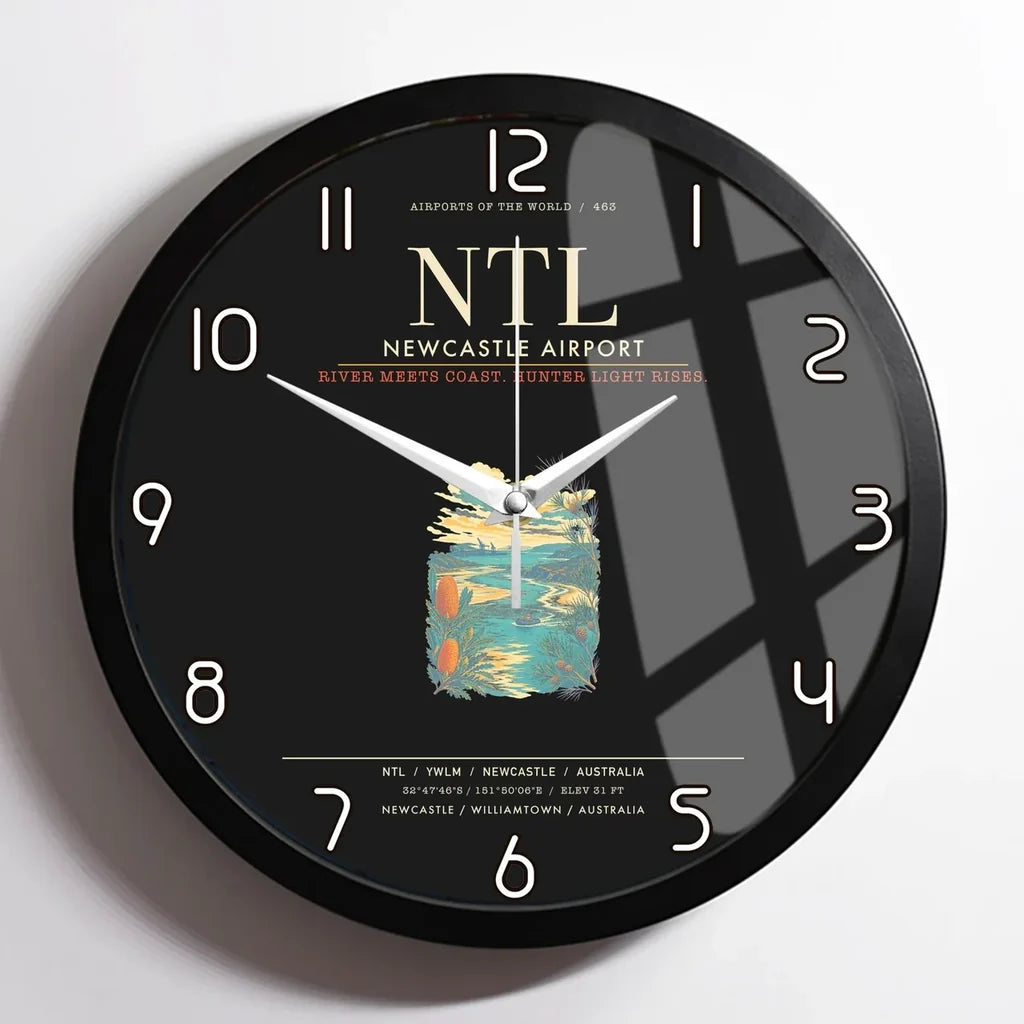 Newcastle Airport NTL Wall-Clock Framed - Black