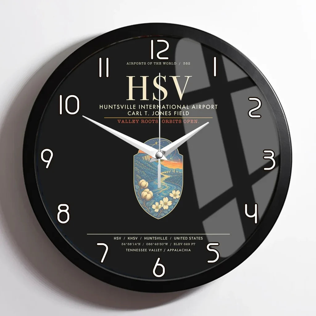Huntsville International Airport HSV Wall-Clock Framed - Black