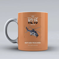 Thumbnail for Airbus H215 design on orange ceramic mug, double-side print