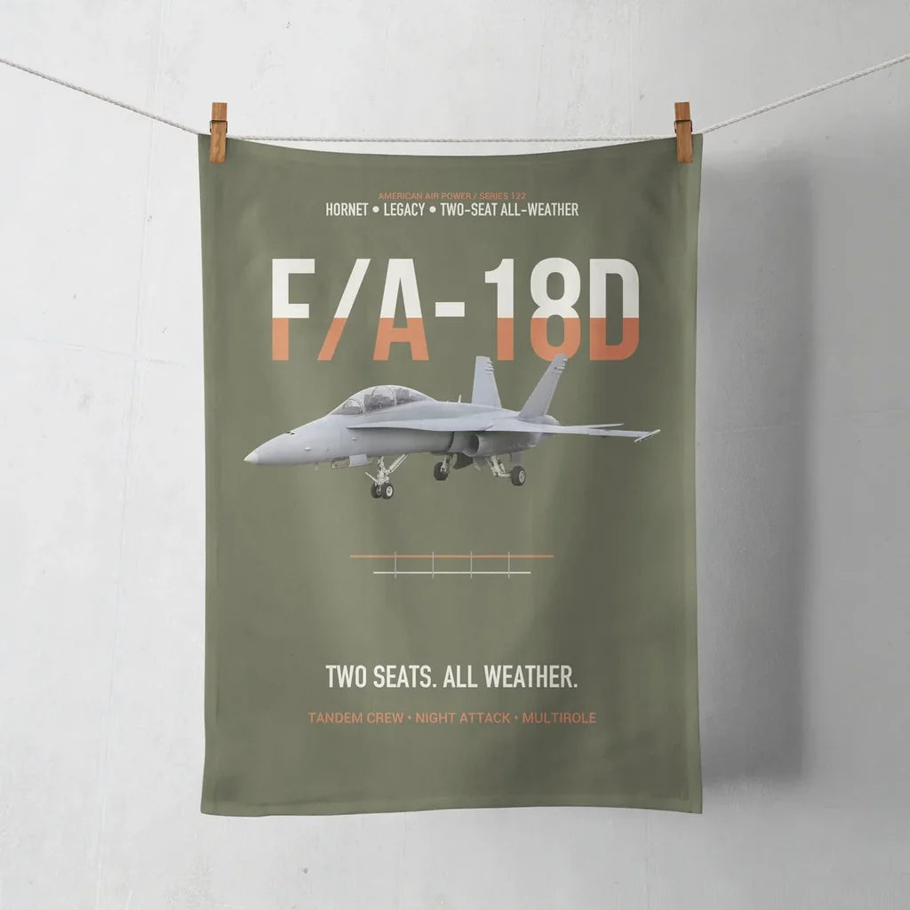 F-A-18D Hornet Two Seats All Weather design on green army towel