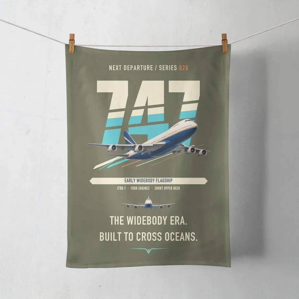 Boeing 747-200B design on green army towel