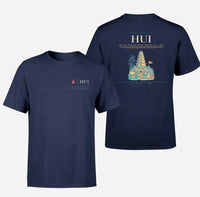 Thumbnail for Phu Bai International Airport (HUI) design printed on navy blue double-side t-shirt