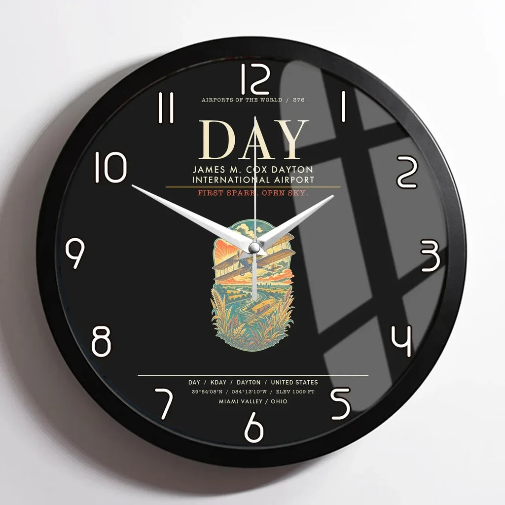James M. Cox Dayton International Airport DAY Wall-Clock Framed - Black