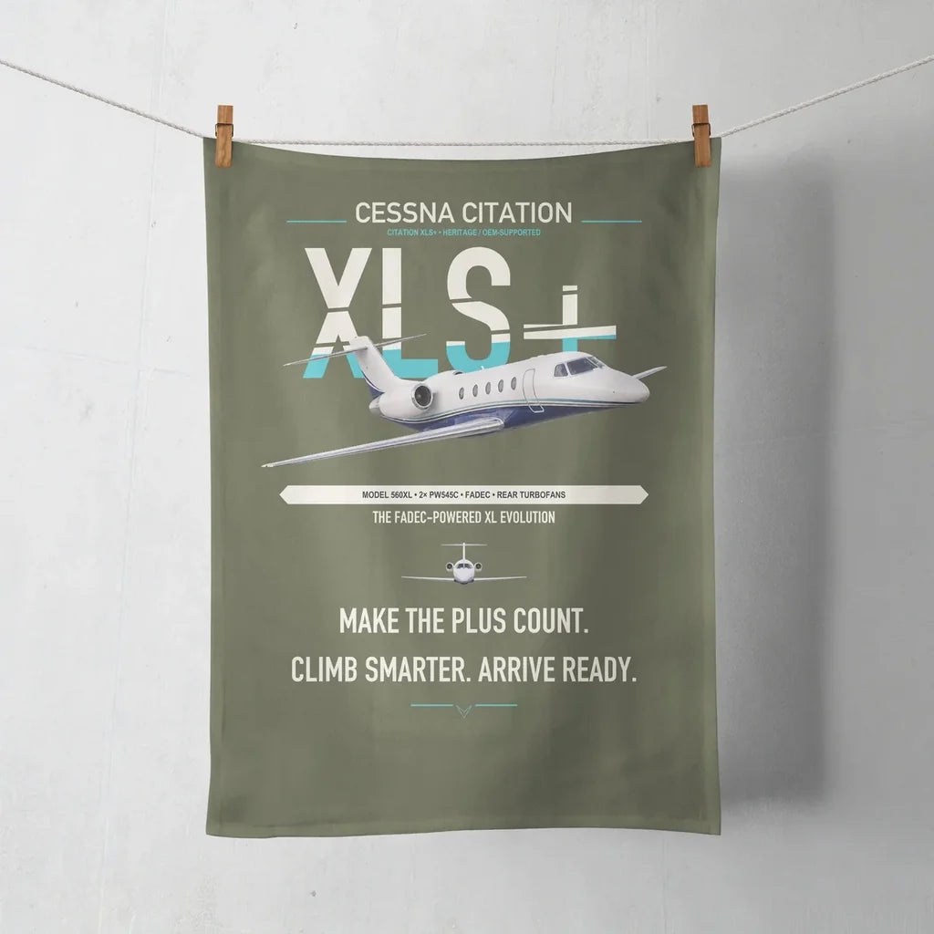 Cessna Citation XLSPlus design on green army towel