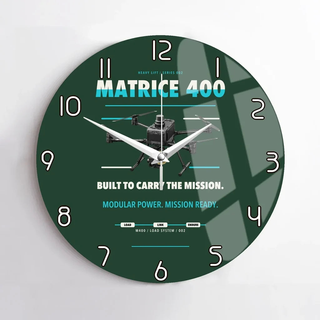 DJI Matrice 400 design on dark green no frame wall clock